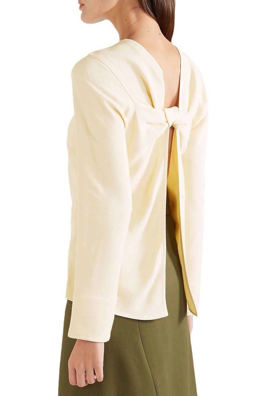 Victoria Beckham Blouse Long Sleeve Yellow Open Back Bow New US 10